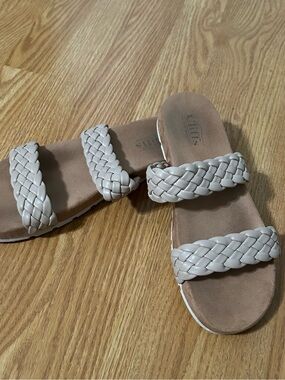 Cliffs by WHITE MOUNTAIN Braided Double-Strap Slide Sandals - Light Taupe